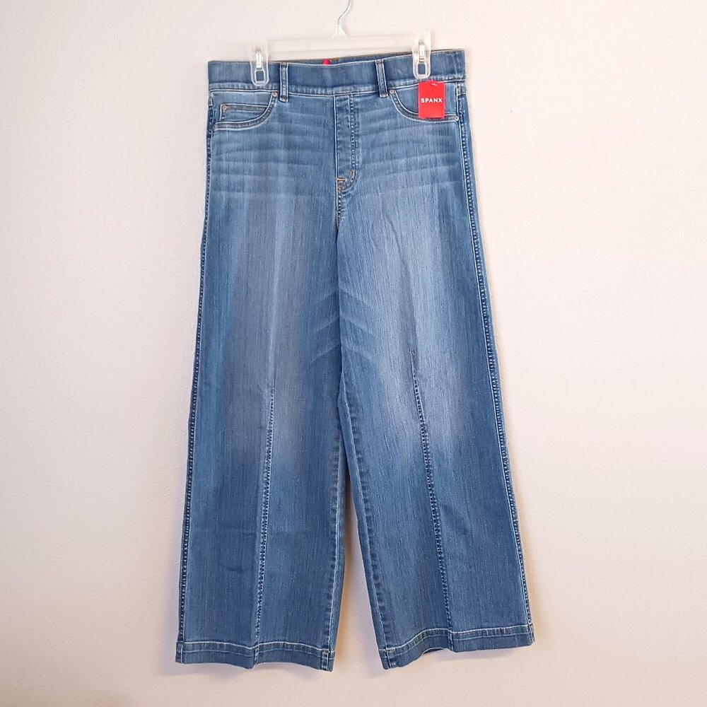 Spanx seamed-front wide leg High waist jeans size XL vintage indigo New
